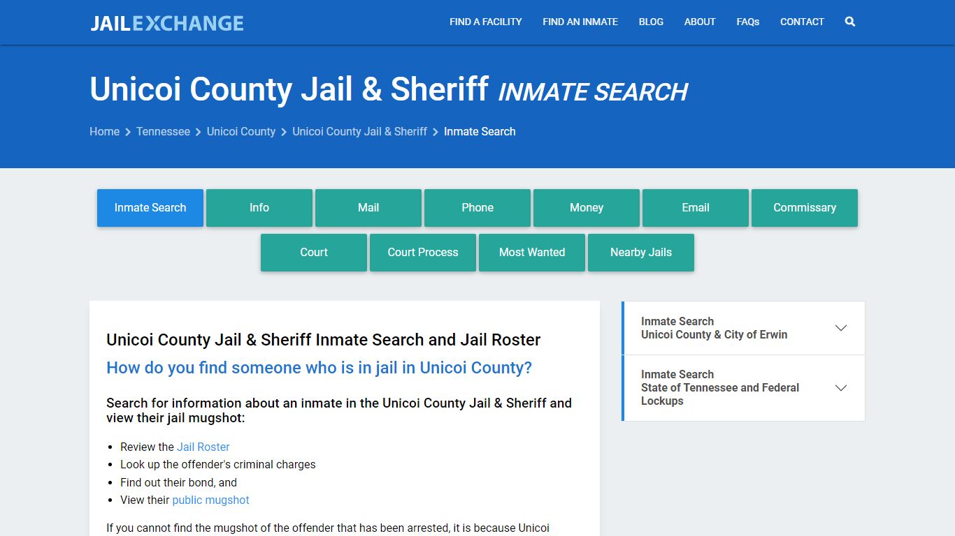 Unicoi County Jail & Sheriff Inmate Search - Jail Exchange